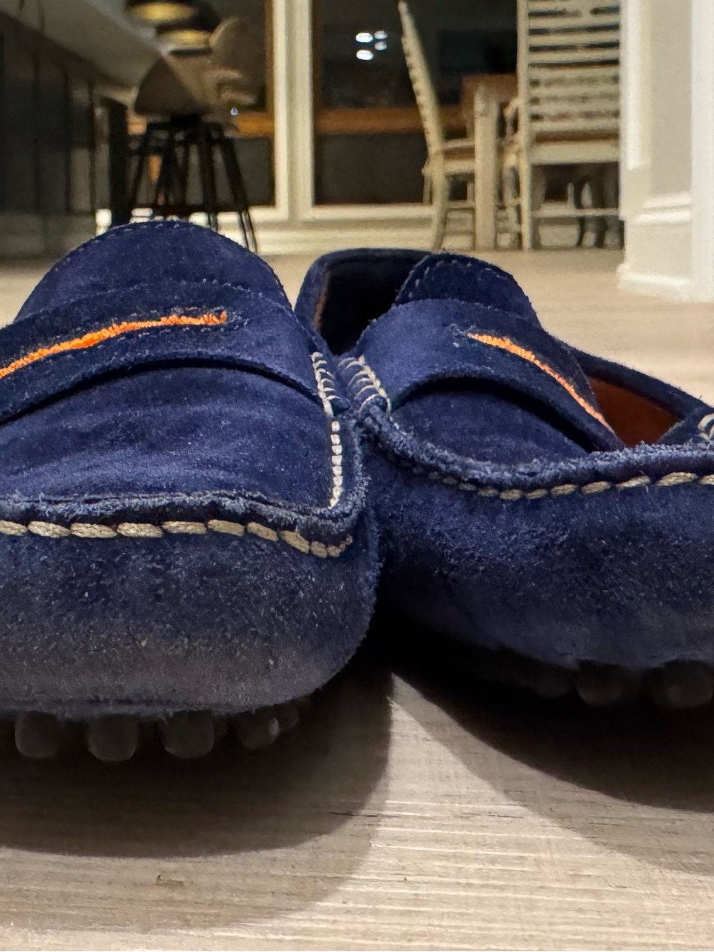 MANOLO BLAHNIK 39.5 (9.5) Bright Blue Orange Suede Roadster Driving Moccasin - Picture 8 of 10